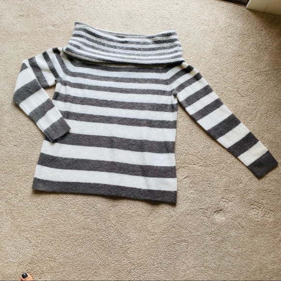 Reiss Womens Jumper Size M Grey Stipe Mohair BNWT - Picture 5 of 8